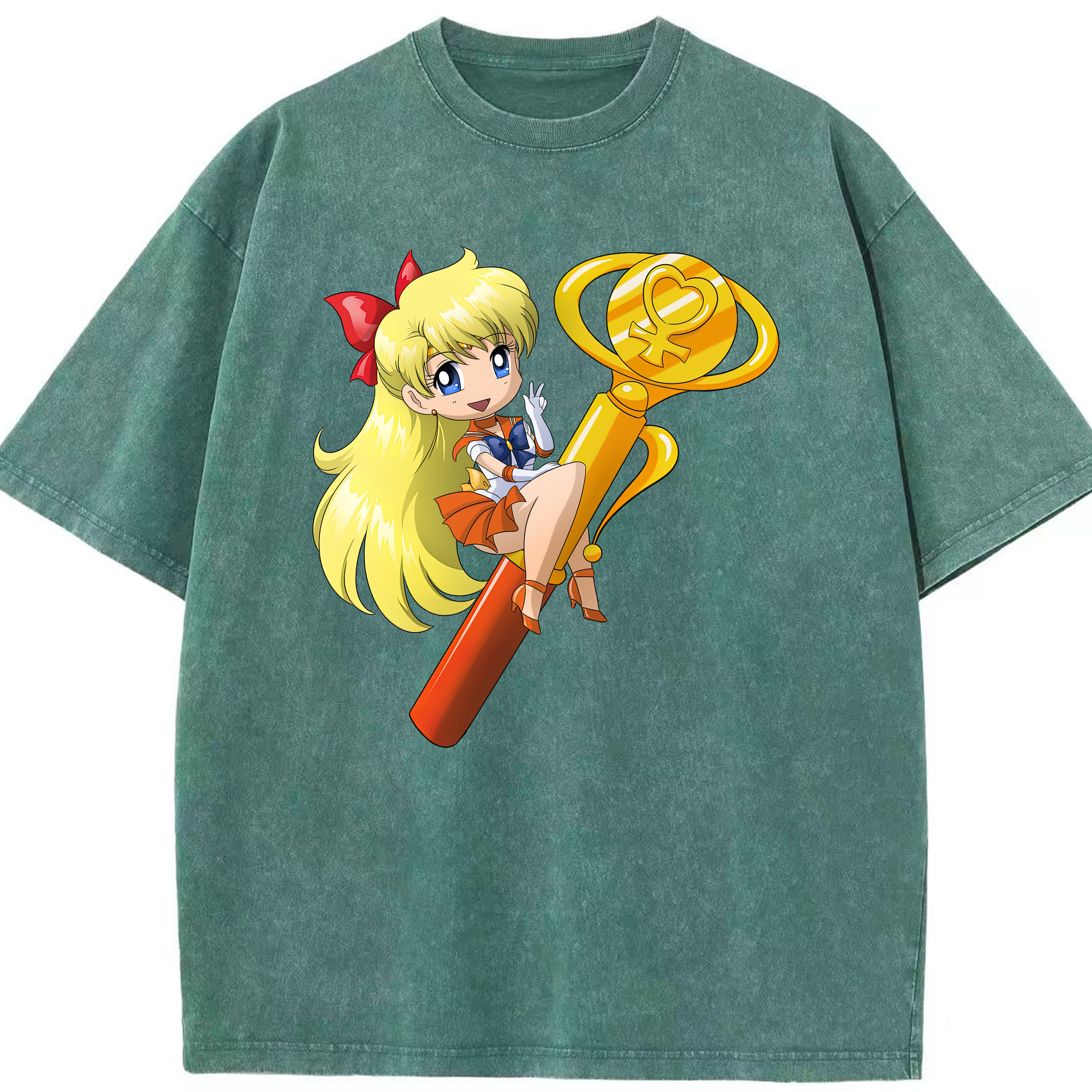 （画像用） 美少女戦士セーラームーン 愛野 美奈子 あいの みなこ Sailor Moon Aino Minako 綿100% ヴィンテージ風 半袖Tシャツ（フロントプリント）